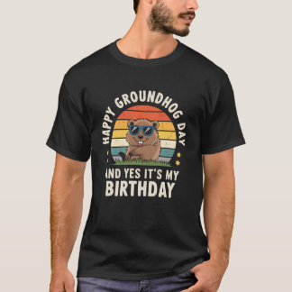 Lycklig Groundhog Day Birthday Coola Groundhog T Shirt