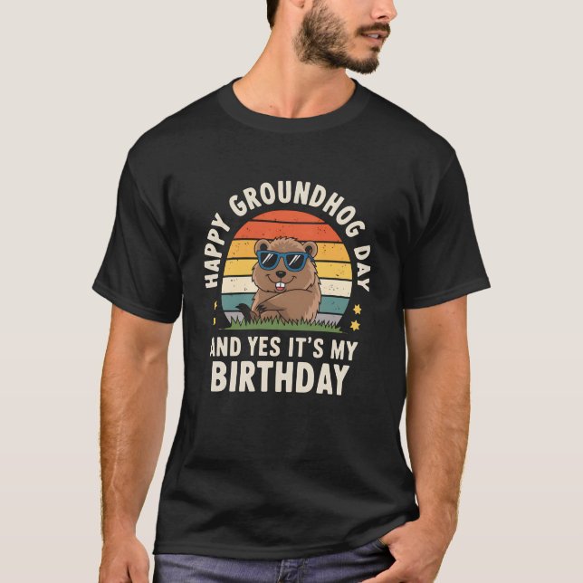Lycklig Groundhog Day Birthday Coola Groundhog T Shirt (Framsida)