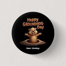 Lycklig Groundhog Day Celebrate med Humor, Roligt Knapp