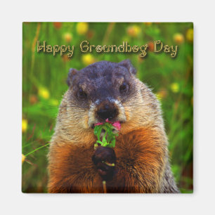 Lycklig Groundhog Day EEG Flower Magnet