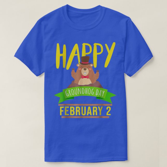 Lycklig Groundhog Day februari 2 Djurprognos T Shirt (Design framsida)