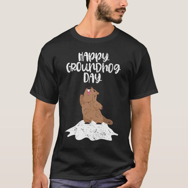 Lycklig Groundhog Day Funny Winter Firande Gift T Shirt (Framsida)