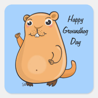 Lycklig Groundhog Day Fyrkantigt Klistermärke