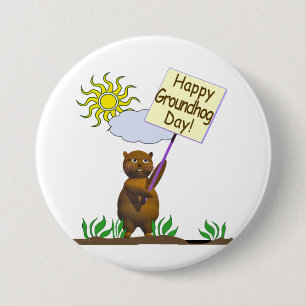 Lycklig Groundhog Day Groundhog Knapp