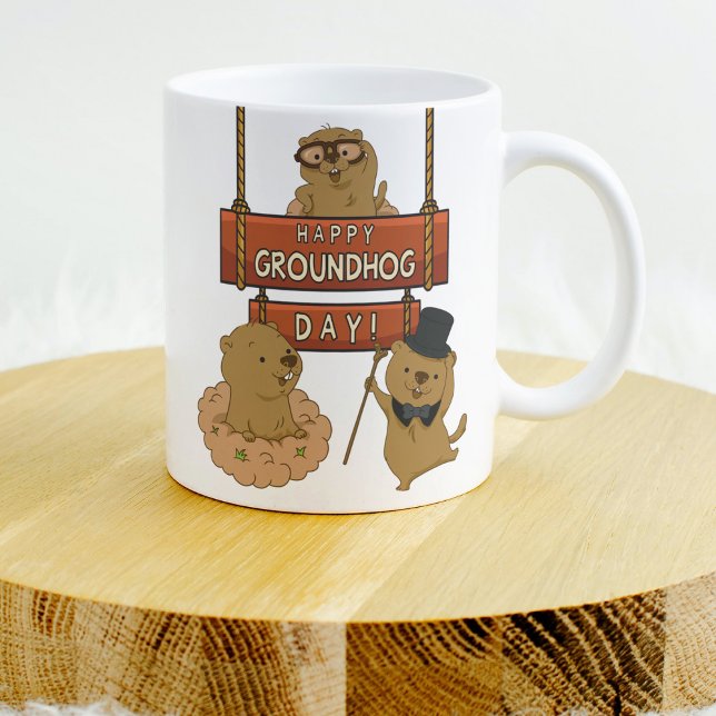 Lycklig Groundhog Day Kaffemugg (Skapare uppladdad)