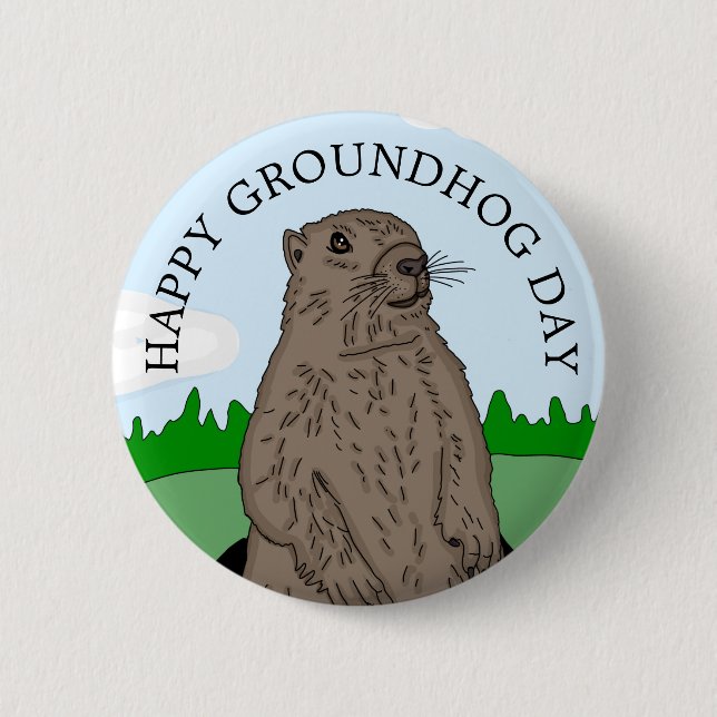Lycklig Groundhog Day Knapp (Framsida)
