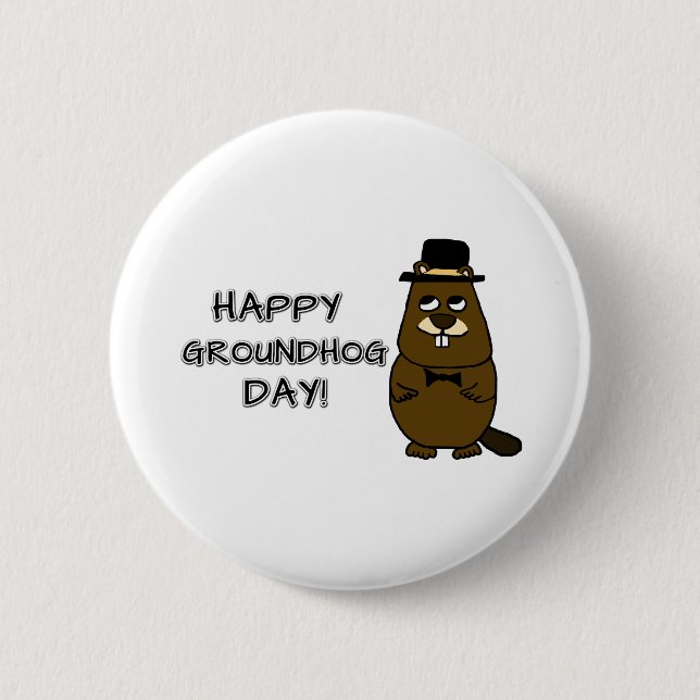 Lycklig Groundhog Day! Knapp (Framsida)