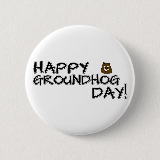 Lycklig Groundhog Day! Knapp (Framsida)