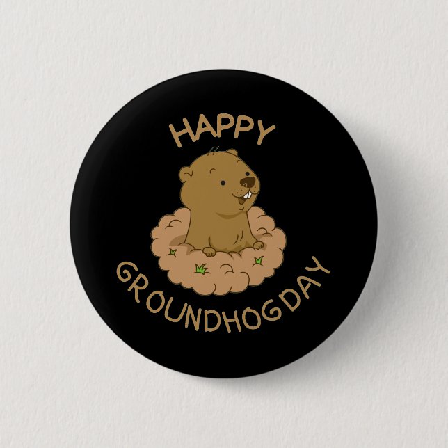 Lycklig Groundhog Day Knapp (Framsida)