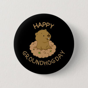Lycklig Groundhog Day Knapp