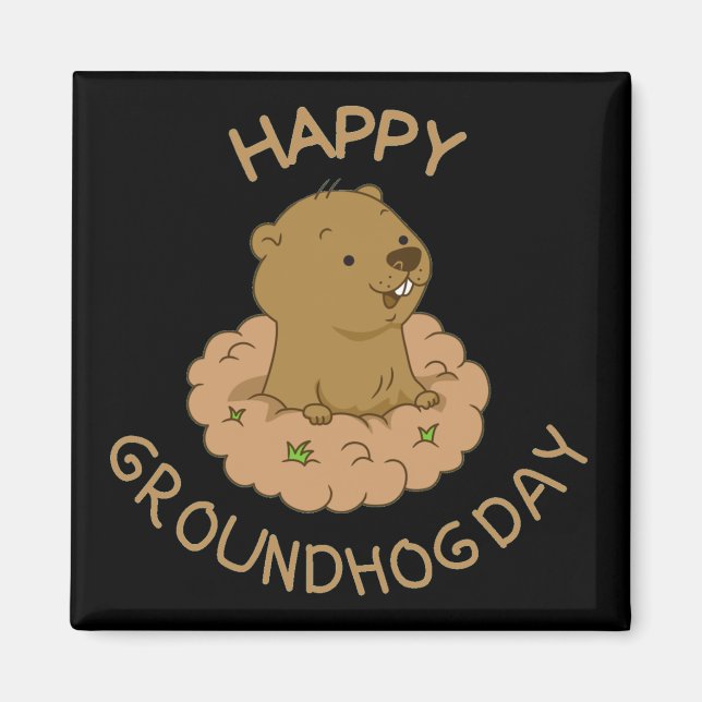 Lycklig Groundhog Day Magnet (Framsidan)