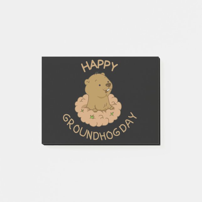 Lycklig Groundhog Day Post-it Block (Framsida)