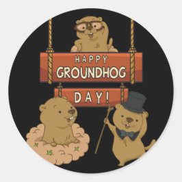 Lycklig Groundhog Day Runt Klistermärke