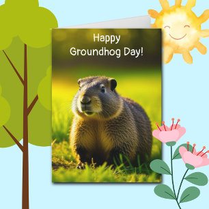 Lycklig Groundhog Day Skuggor eller Sol Kort