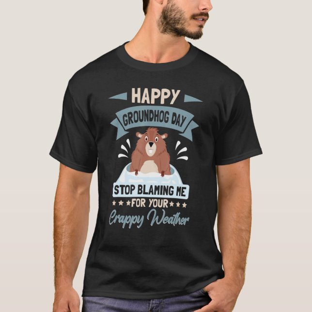 Lycklig Groundhog Day T Shirt (Framsida)