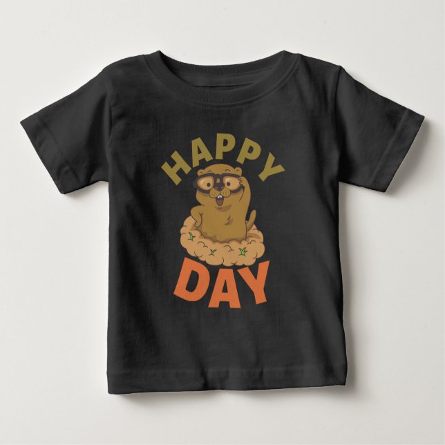 Lycklig Groundhog Day T Shirt (Framsida)