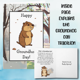 Lycklig Groundhog Day Tradition förklarad insida Kort