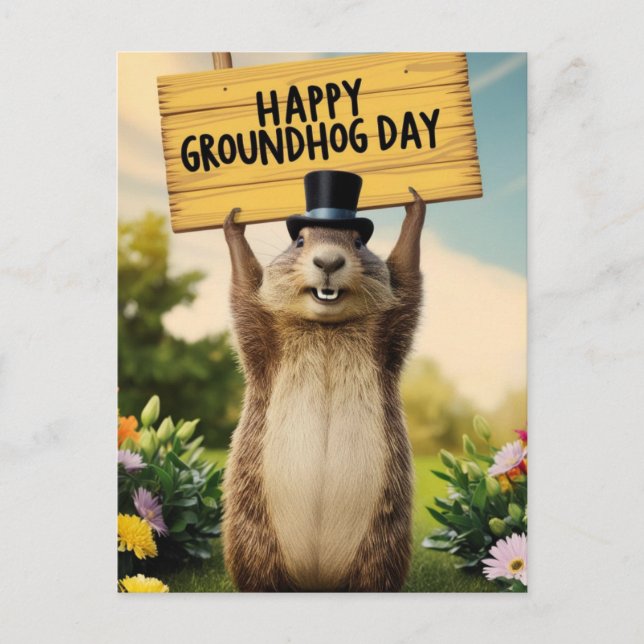 Lycklig Groundhog Day Vykort (Framsida)