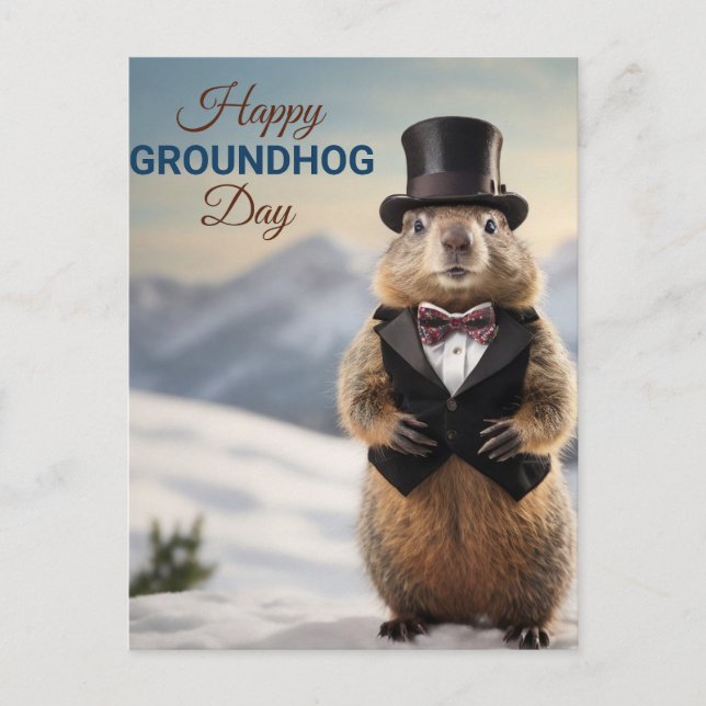 Lycklig Groundhog Day Vykort (Framsida)