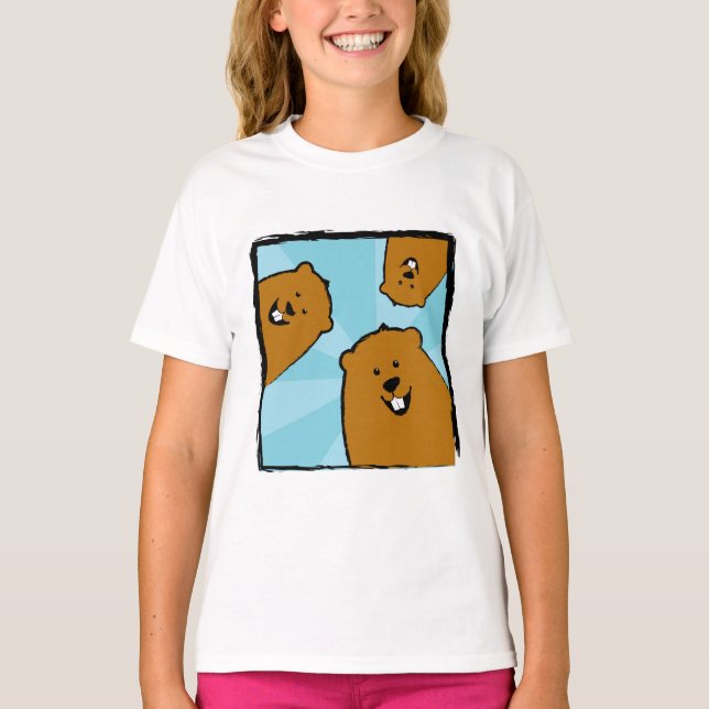 Lycklig Groundhogs med Smiles T-Shirt (Framsida)