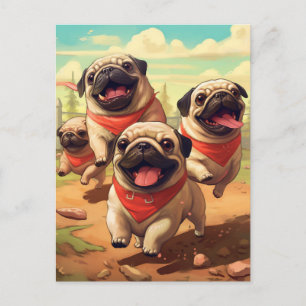 Lycklig Grumble of Pugs Vykort