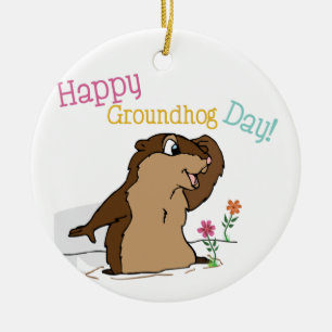 Lycklig grunddag julgransprydnad keramik