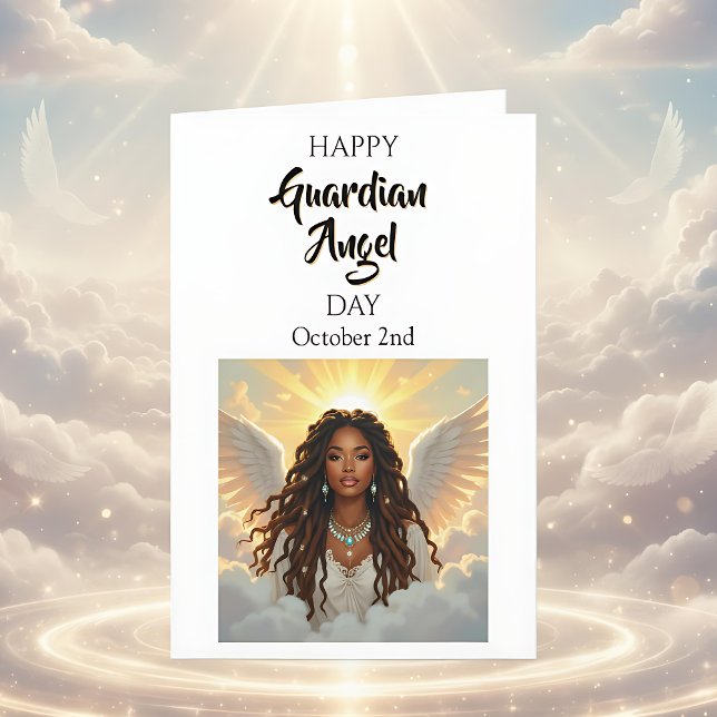 Lycklig Guardian Angel Day | (afrikansk amerikan) Kort (Skapare uppladdad)