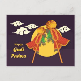 Lycklig Gudi Padwa, gudi Inbjudan Vykort