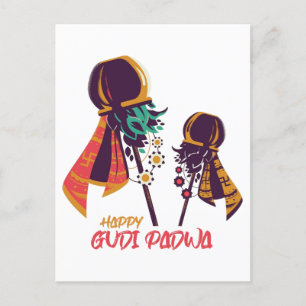 Lycklig Gudi Padwa Vykort