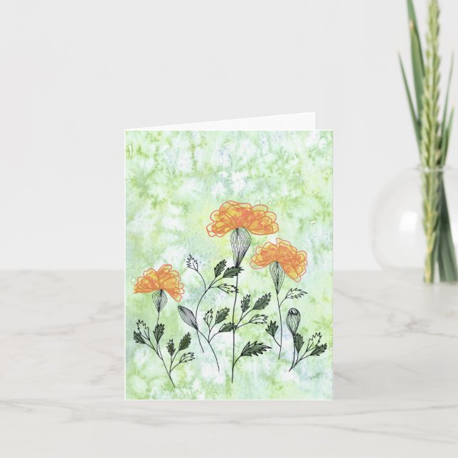 Lycklig Gula blommor-kort Tack Kort (Framsida)
