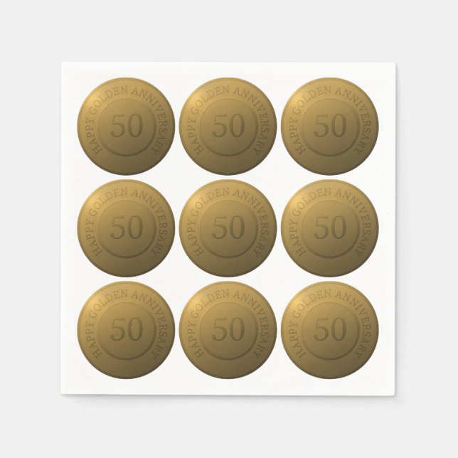 Lycklig guldårsdagen bröllop pappersservett (Framsidan)
