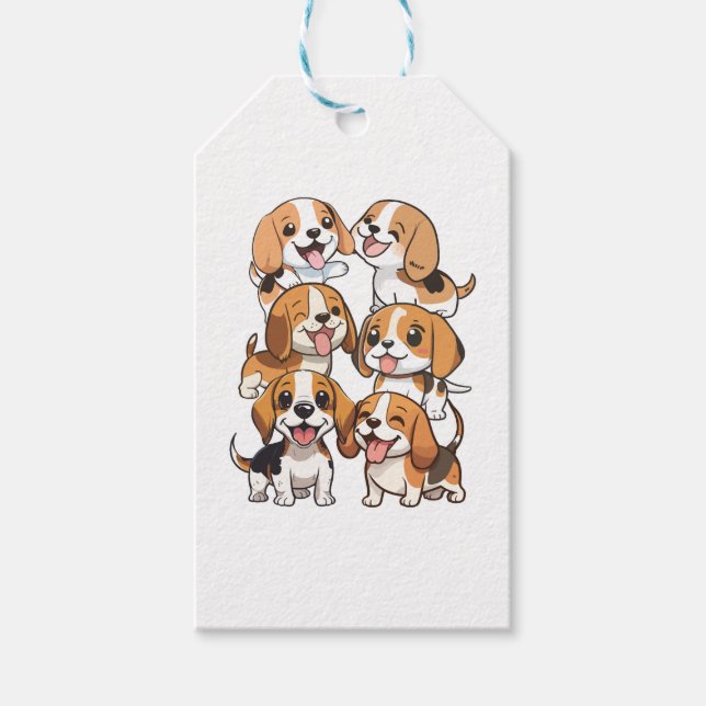 lycklig gullbeagle hundar presentetikett (Framsidan)