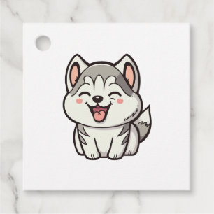 Lycklig gullsöta Siberian husky hund Gåvor Etiketter