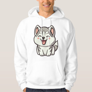 Lycklig gullsöta Siberian husky hund Hoodie