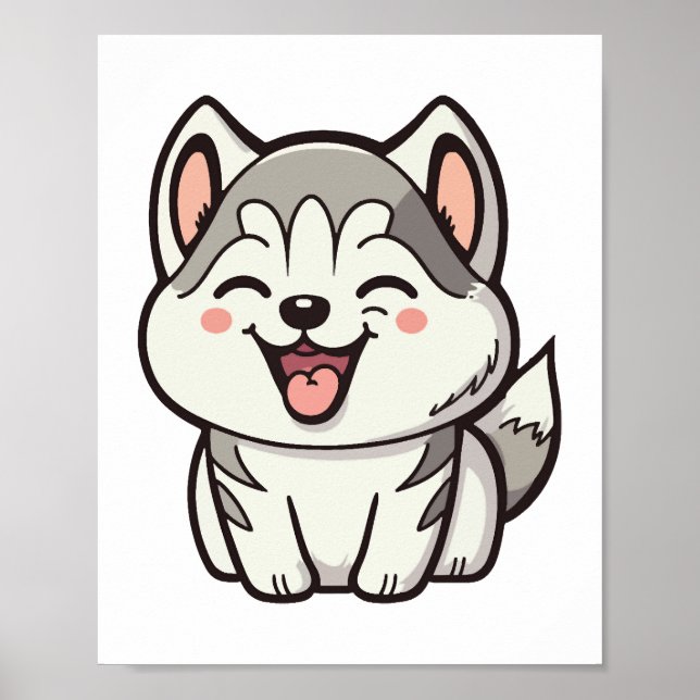 Lycklig gullsöta Siberian husky hund Poster (Framsidan)