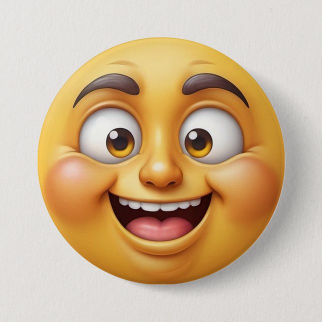 Lycklig Gult 3D Effect Emoji Knapp (Framsida)