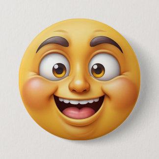Lycklig Gult 3D Effect Emoji Knapp