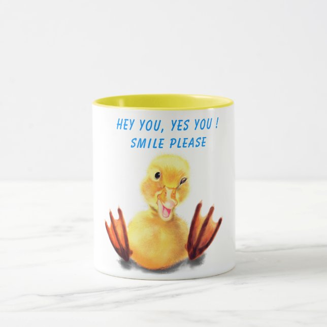 Lycklig Gult Anka Funny Mug - Anpassningsbar Text Mugg (Center)