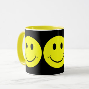 Lycklig Gult Ansikte Black Mugg