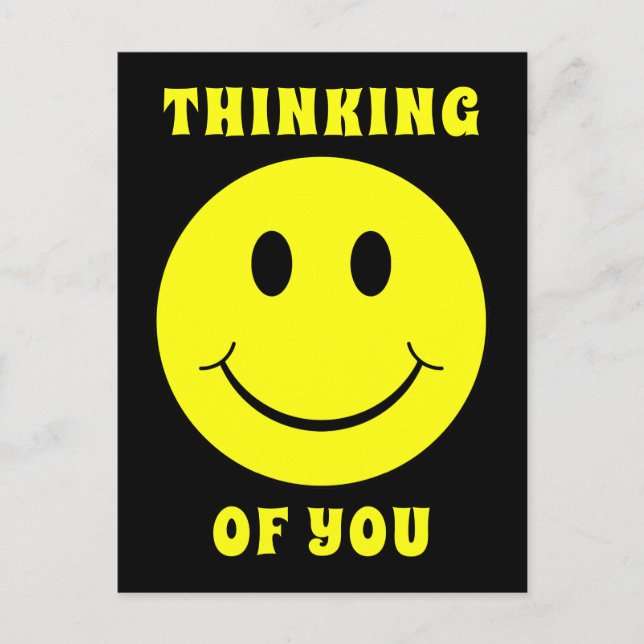 Lycklig Gult Ansikte tänker på dig Vykort (Framsida)
