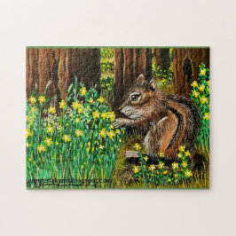 Lycklig Gult Daisy Chipmunk Pussel