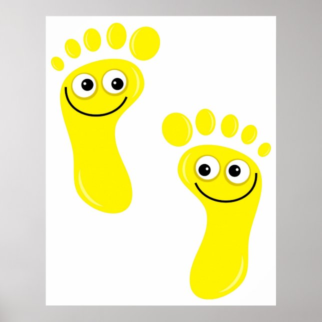 Lycklig Gult Feet Poster (Framsidan)