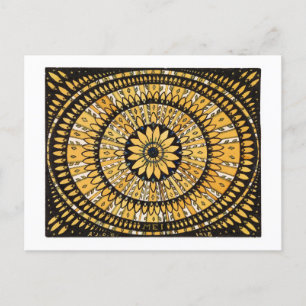 Lycklig Gult Flower Sunburst/Rosette Vykort
