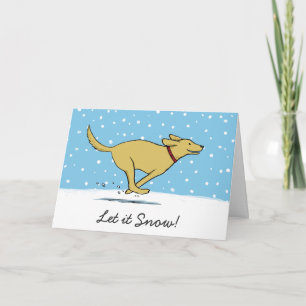 Lycklig Gult Hund Låt det snöa Cute jul Julafton Helgkort