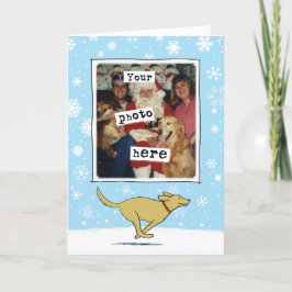 Lycklig Gult Hund | Vit jul | Ditt foto Helgkort