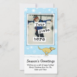 Lycklig Gult Hund | Vit jul | Ditt foto Julkort