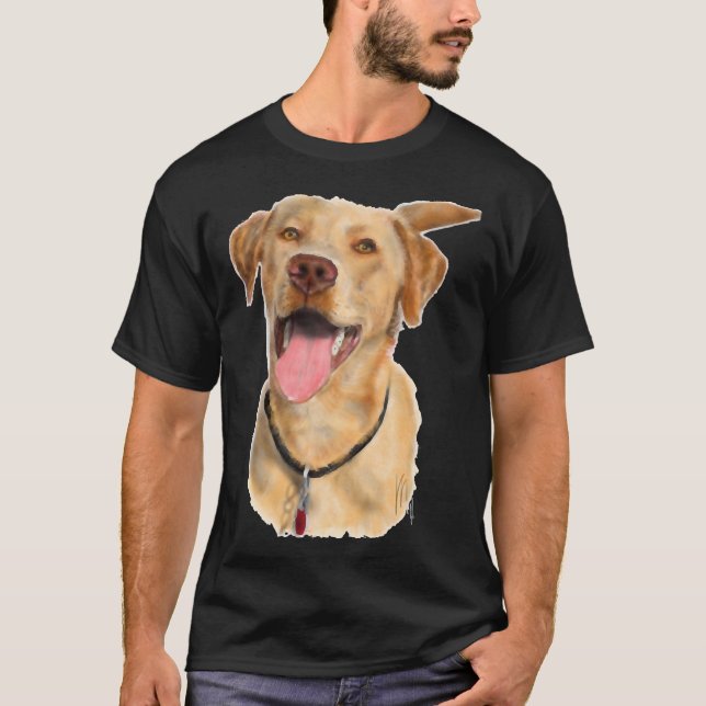 Lycklig Gult Labrador Retriever Hund T Shirt (Framsida)