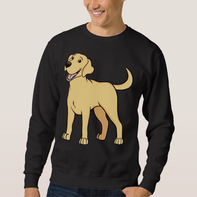 Lycklig Gult Labrador Retriever Lång Ärmad Tröja (Framsida)