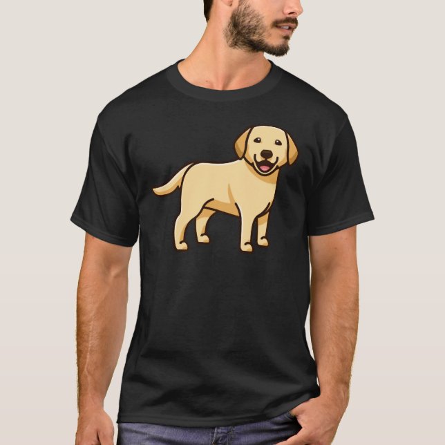 Lycklig Gult Labrador T Shirt (Framsida)