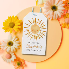 Lycklig Gult Sunshine Baby Shower Tack Presentetikett